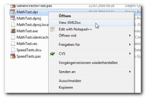 Aufruf des XMLDoc Viwers per Kontextmenü